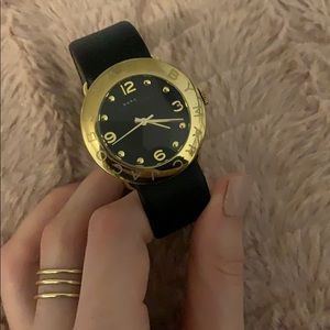 Marc by Marc Jacobs gold/black leather strap watch
